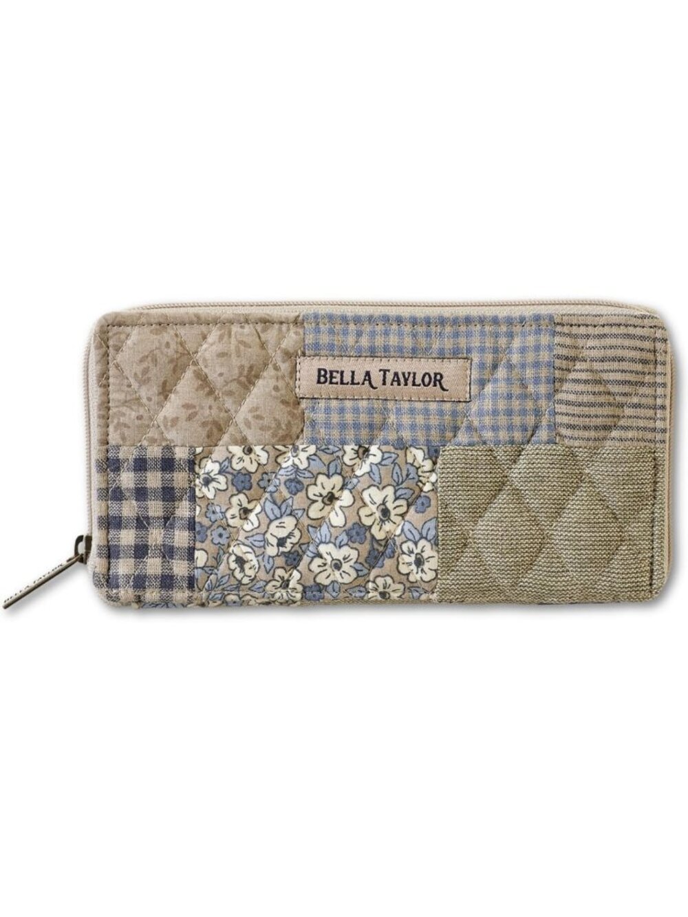 Slim Khaki Patchwork Card Wallet for Women | Stylish & Compact Design